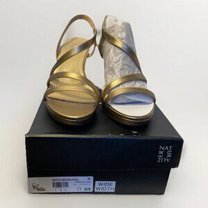 Naturalizer Brenta Strappy Sandals Bronze Pearl Women's Size 11 W New Gold Wide